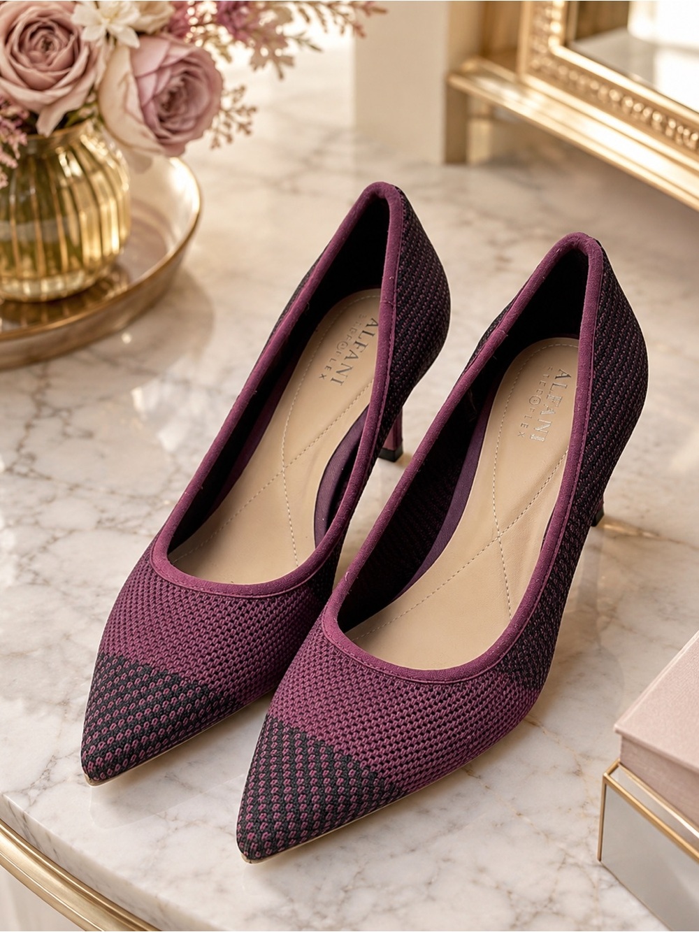 Alfani Women's Plum Pointed-Toe Knit Pumps